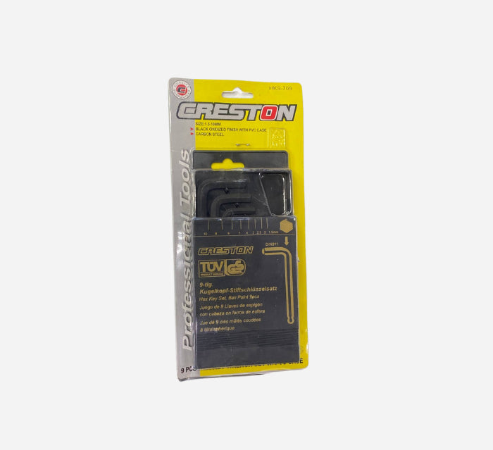 CRESTON HEX KEY WRENCH SET 9PCS W/ PVC CASE HKS-709