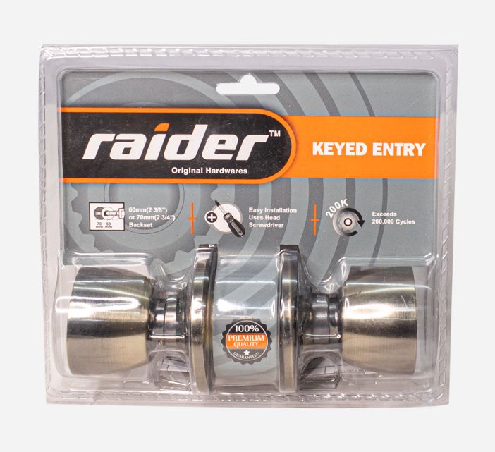 RAIDER CYLINDRICAL KNOB ENTRANCE LOCKSET 3201