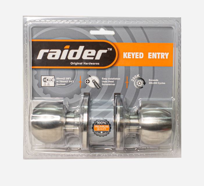 RAIDER CYLINDRICAL KNOB ENTRANCE LOCKSET 3871